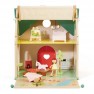 Žaislinis 2-jų aukštų medinis lėlių namas su figūrėlėmis ir priedais 10 vnt | Classic World CW50563